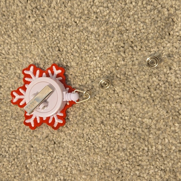 Red and White Snowflake Badge Reel - Picture 2 of 2